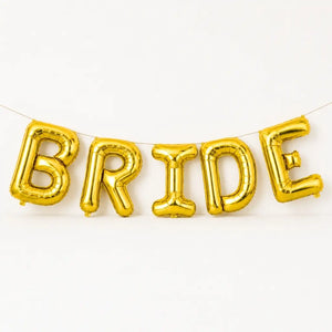 16-inch Gold 'BRIDE' Foil Balloon Banner