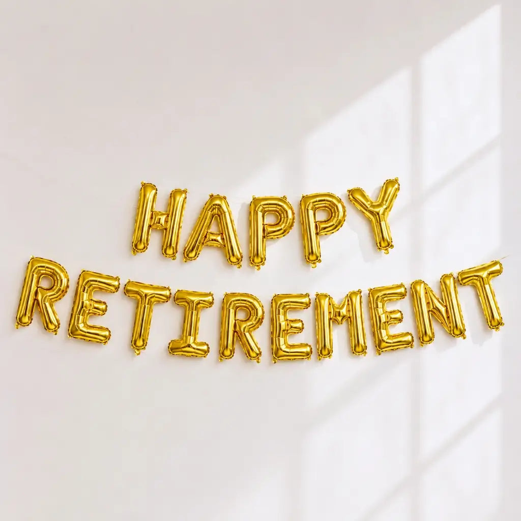 16in Gold HAPPY RETIREMENT Foil Letter Balloon Banner