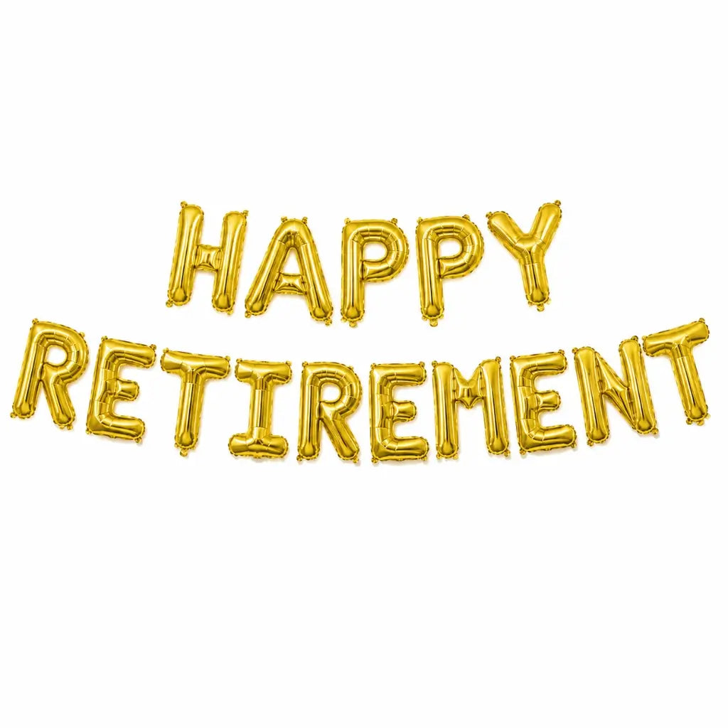 16-inch Metallic Gold HAPPY RETIREMENT Foil Letter Balloon Banner