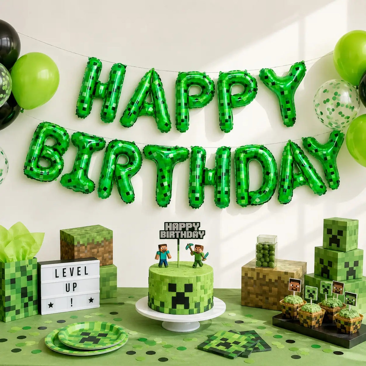16in Green Soccer Happy Birthday Foil Balloon Banner
