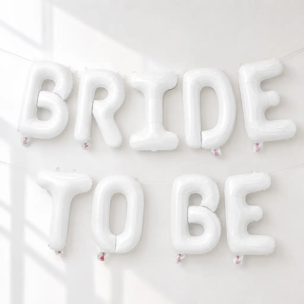 16-inch White BRIDE TO BE Foil Balloon Banner