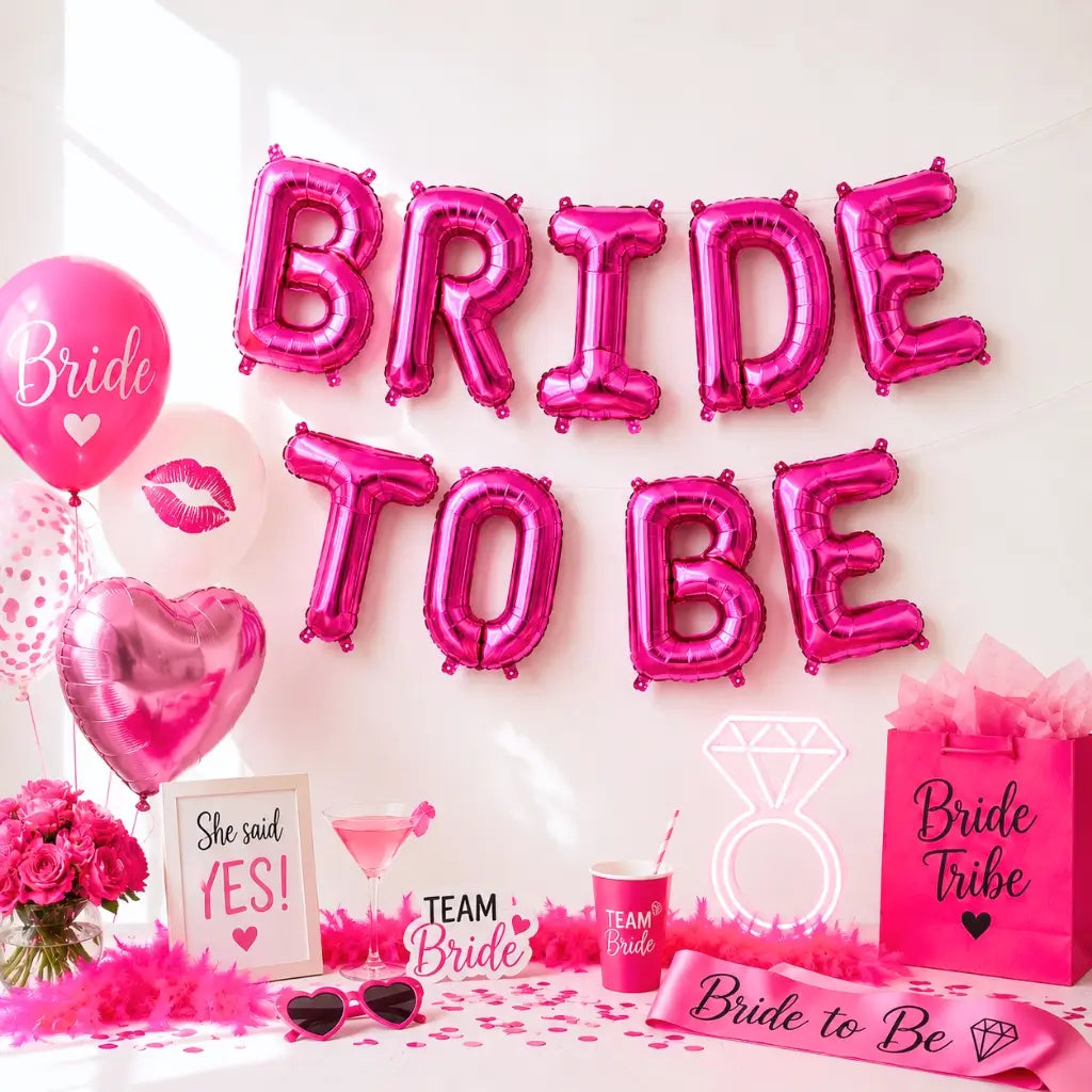 16-inch Hot Pink BRIDE TO BE Foil Balloon Banner