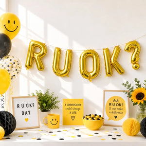 16-inch Gold R U OK? Foil Balloon Banner