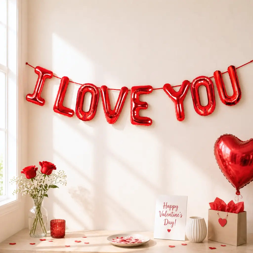 16-inch Red I LOVE YOU Foil Balloon Banner