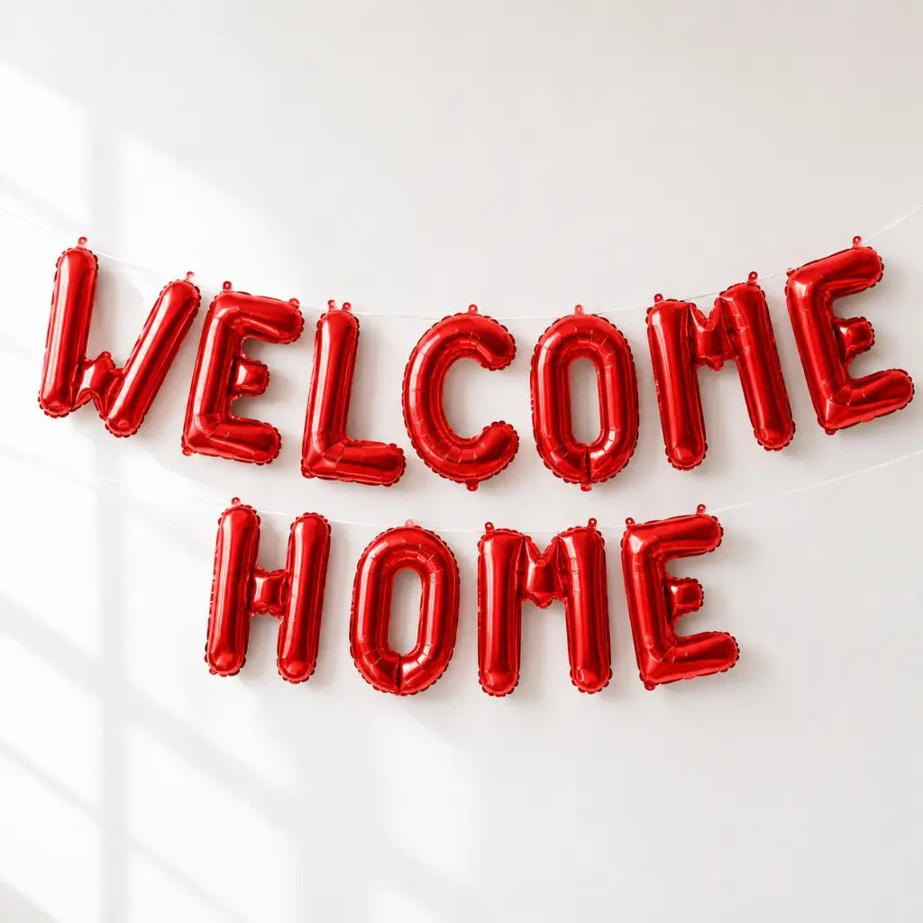 16in Red WELCOME HOME Foil Balloon Banner