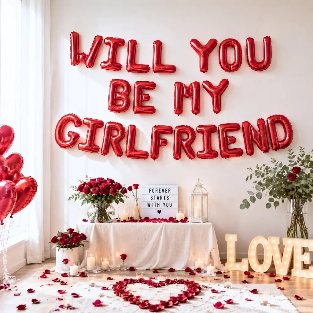 16-inch Red WILL YOU BE MY GIRLFRIEND Balloon Banner