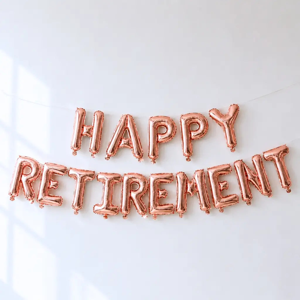 16in Rose Gold HAPPY RETIREMENT Foil Balloon Banner