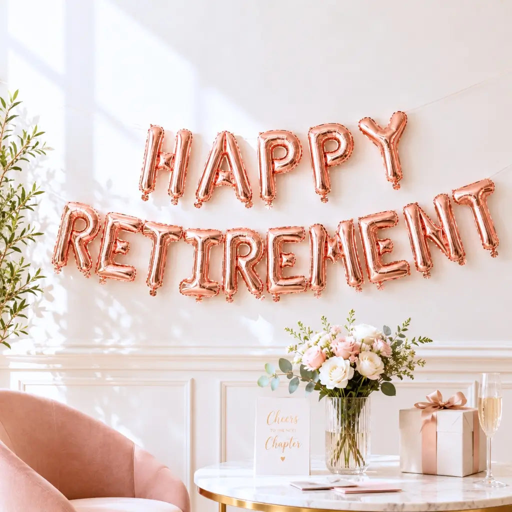 16in Rose Gold HAPPY RETIREMENT Foil Balloon Banner