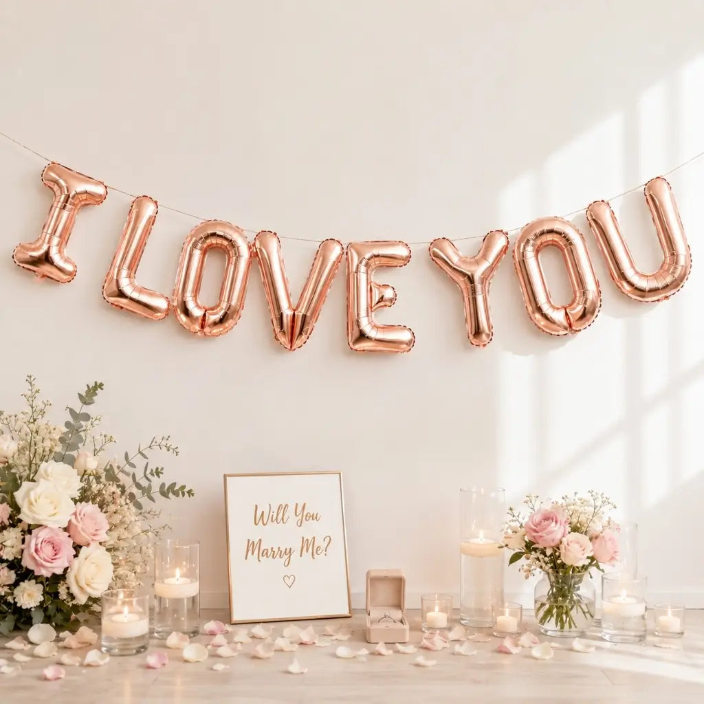 16-inch Rose Gold 'I LOVE YOU' Foil Balloon Banner