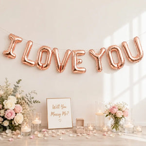16-inch Rose Gold 'I LOVE YOU' Foil Balloon Banner