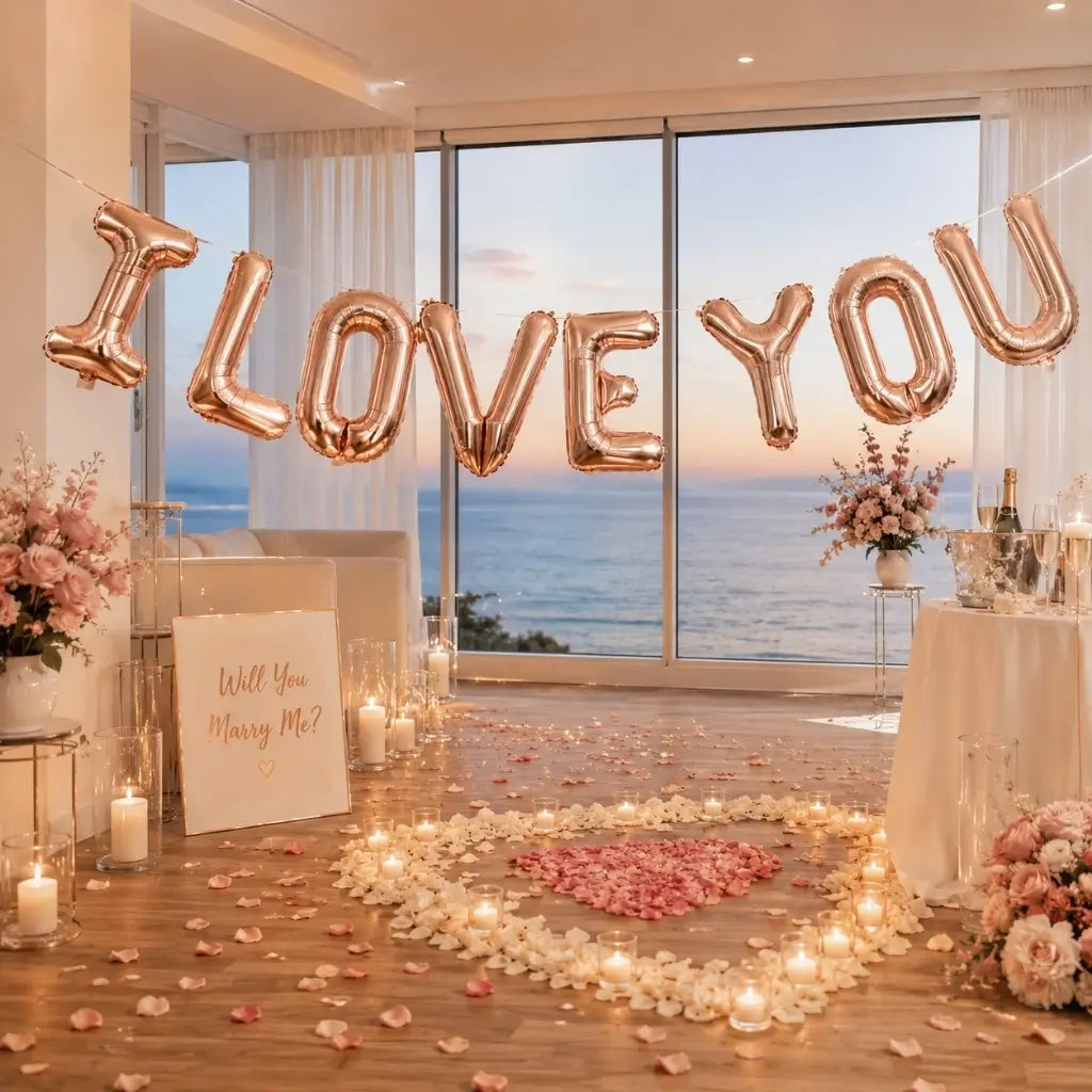 16-inch Rose Gold 'I LOVE YOU' Foil Balloon Banner