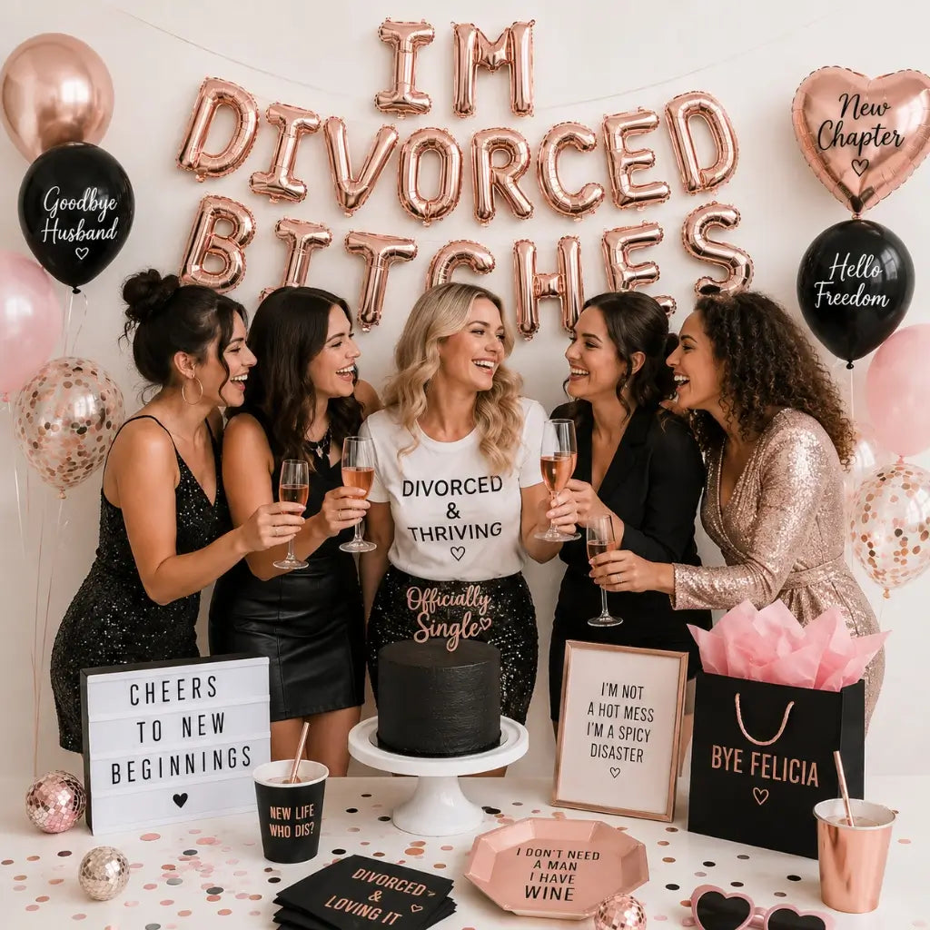16in Rose Gold 'I'M DIVORCED BITCHES' Party Foil Balloon Banner