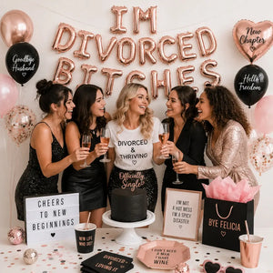 16in Rose Gold 'I'M DIVORCED BITCHES' Party Foil Balloon Banner