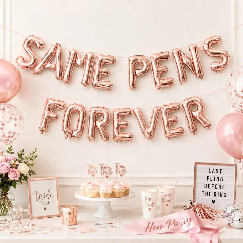 16-inch Rose Gold SAME PENIS FOREVER Foil Balloon Banner