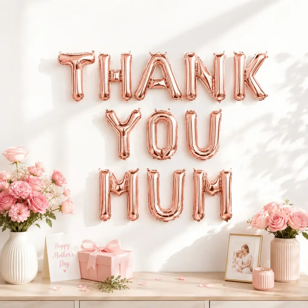 16in Rose Gold THANK YOU MUM Foil Balloon Banner