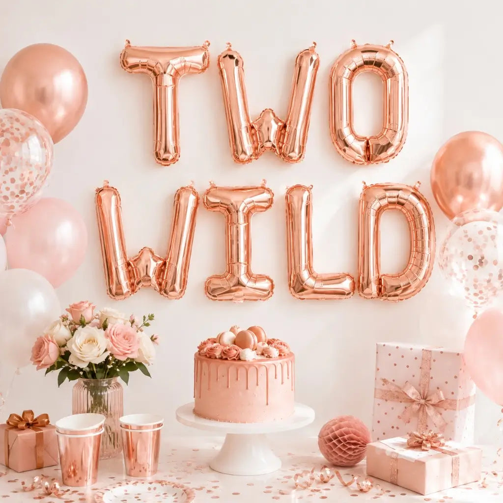 16-inch Rose Gold TWO WILD Foil Balloon Banner