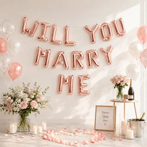 16in Rose Gold WILL YOU MARRY ME Foil Balloon Banner