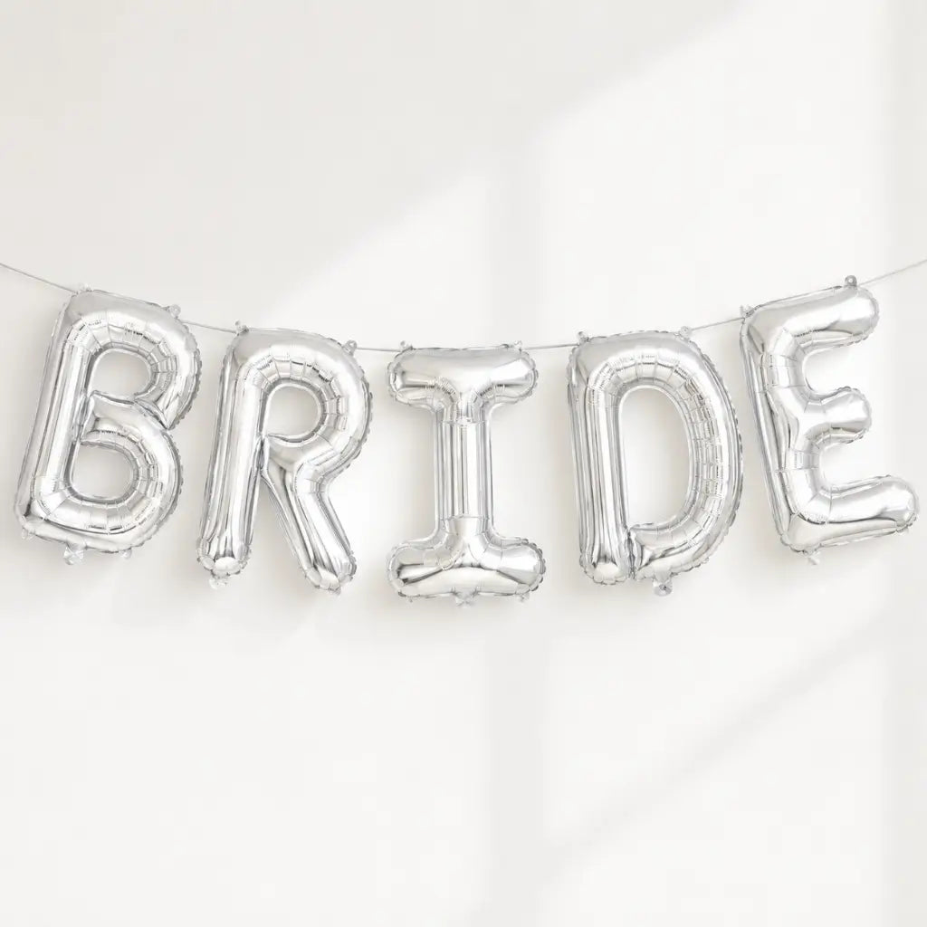 16-inch Silver 'BRIDE' Foil Balloon Banner