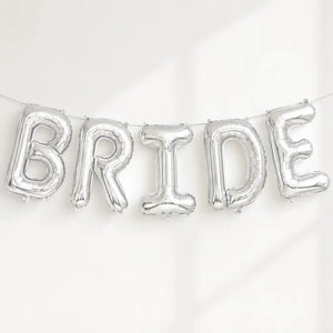 16-inch Silver 'BRIDE' Foil Balloon Banner