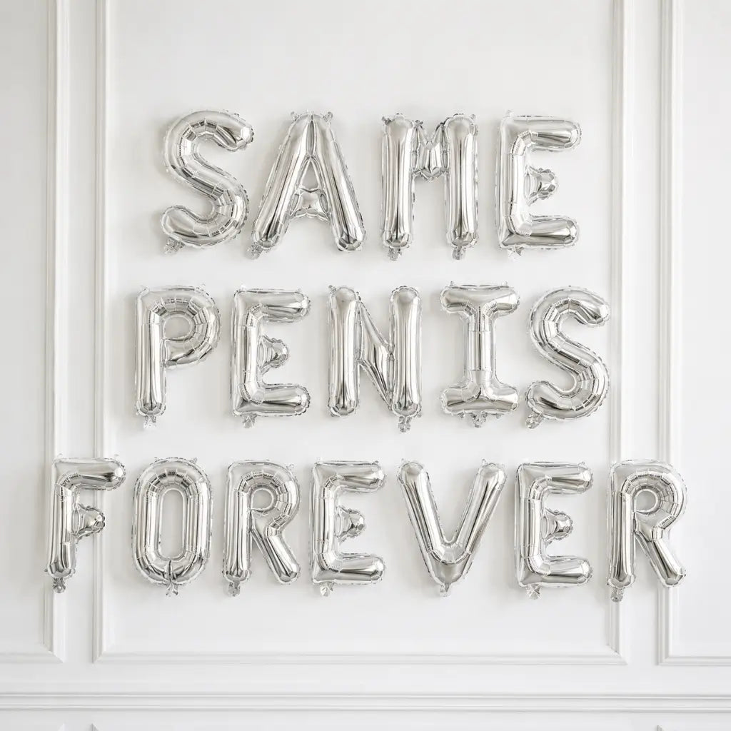 16-inch Silver SAME PENIS FOREVER Foil Balloon Banner