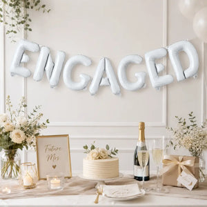 16-inch White ENGAGED Foil Balloon Banner