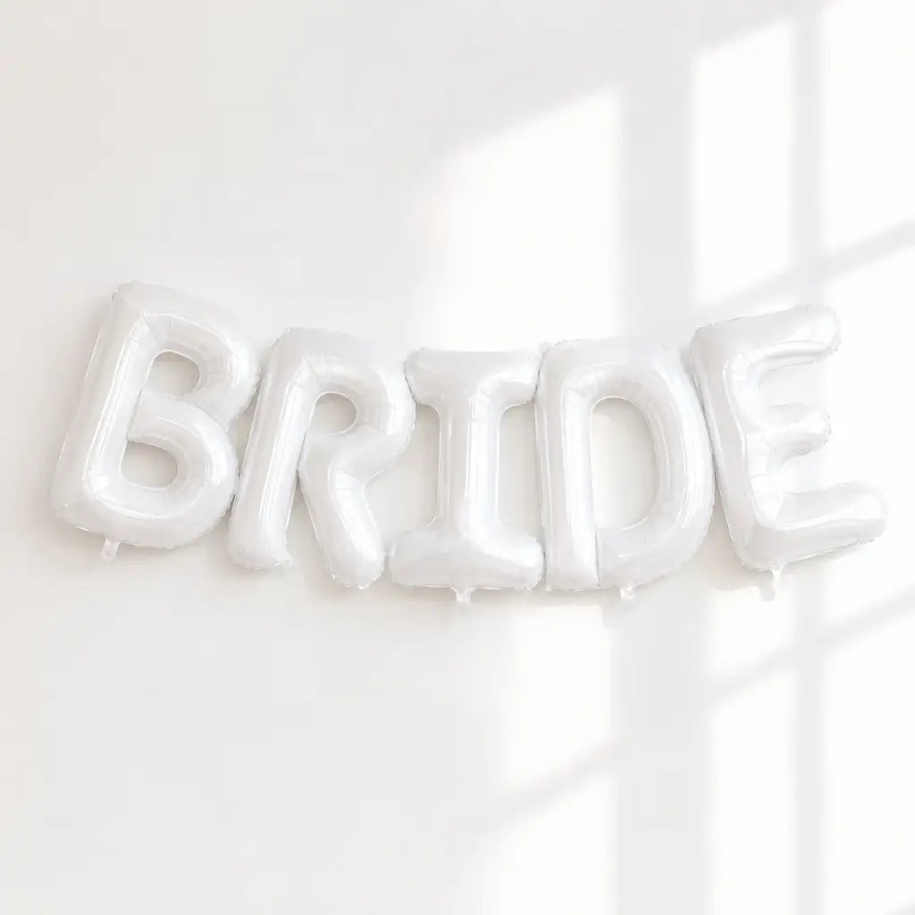 16-inch White BRIDE Foil Letter Balloon Banner