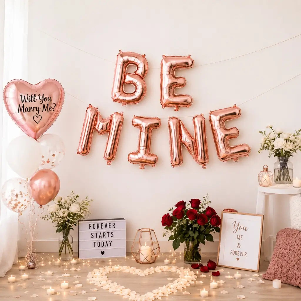 16-inch Rose Gold BE MINE Foil Balloon Banner