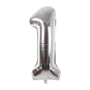 Online Party Supplies 16" Silver Number 1 Air Filled Foil Balloon - Party Decorations