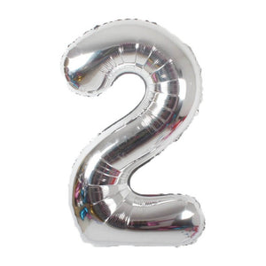 Online Party Supplies 16" Silver Number 2 Air Filled Foil Balloon - Party Decorations