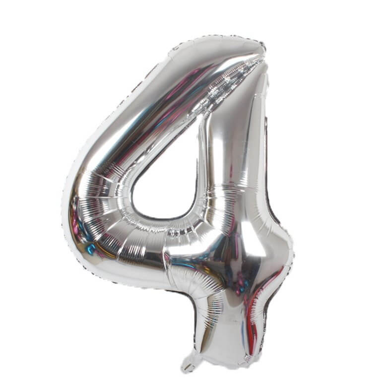 Online Party Supplies 16" Silver Number 4 Air Filled Foil Balloon - Party Decorations