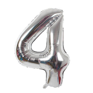 Online Party Supplies 16" Silver Number 4 Air Filled Foil Balloon - Party Decorations