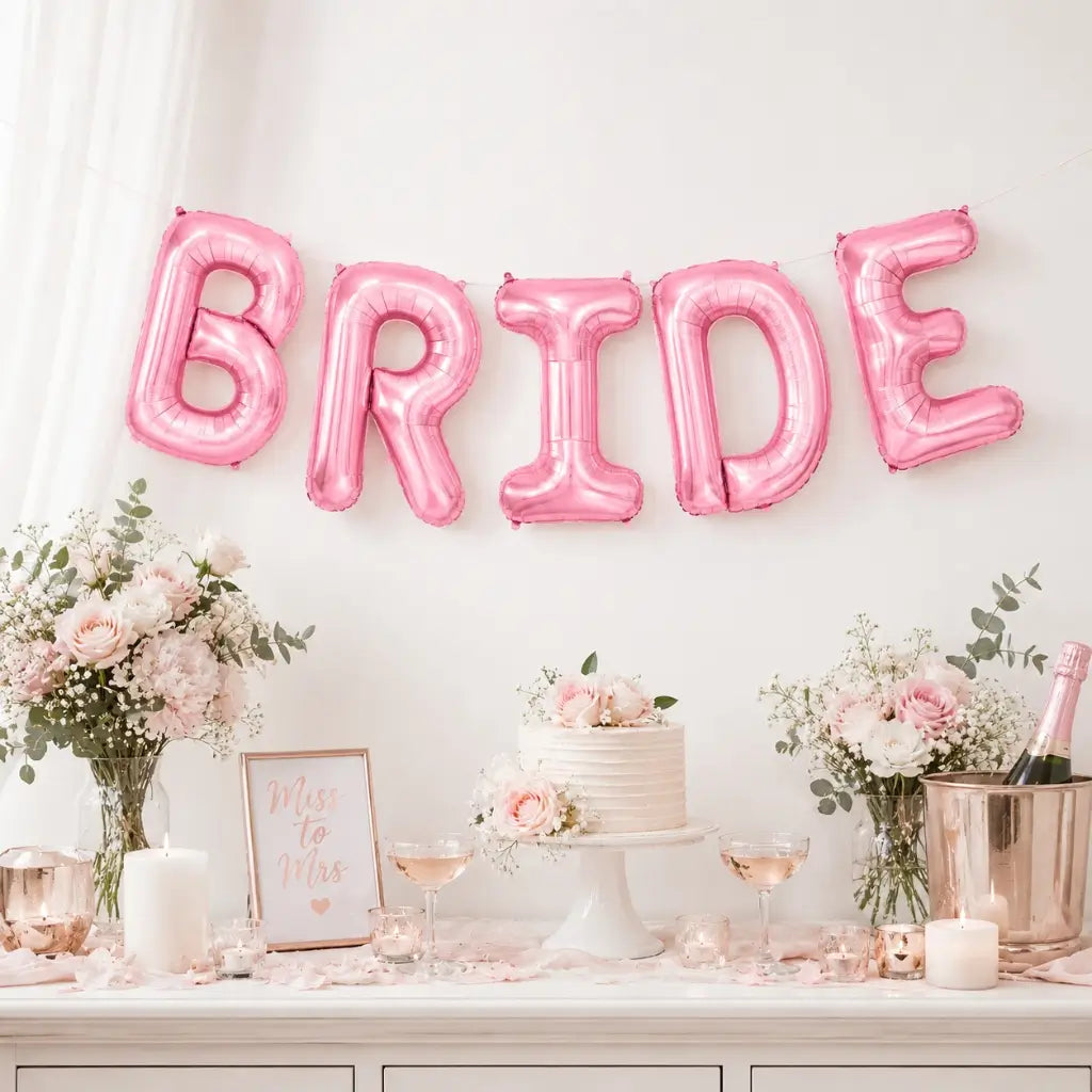 16-inch Baby Pink BRIDE Foil Letter Balloons
