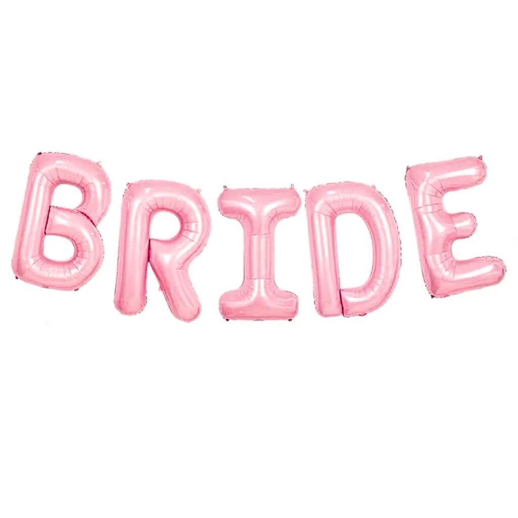Baby pink BRIDE foil letter balloons alphabet bridal shower and bachelorette party decoration backdrop