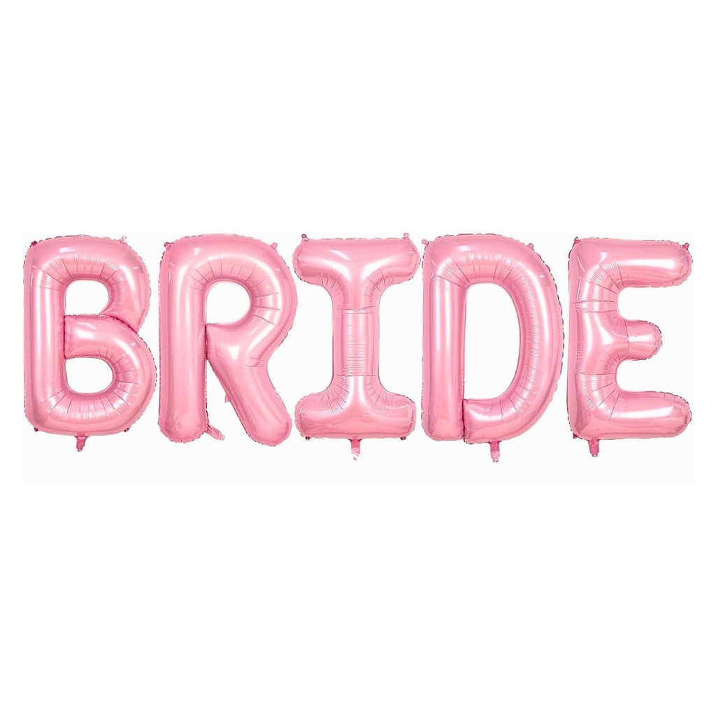 Baby pink BRIDE foil letter balloons alphabet bridal shower and bachelorette party decoration backdrop