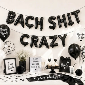 16-inch Black BACH SHIT CRAZY Foil Balloon Banner