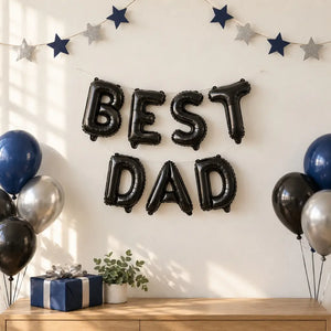 16-inch Black BEST DAD Foil Balloon Banner
