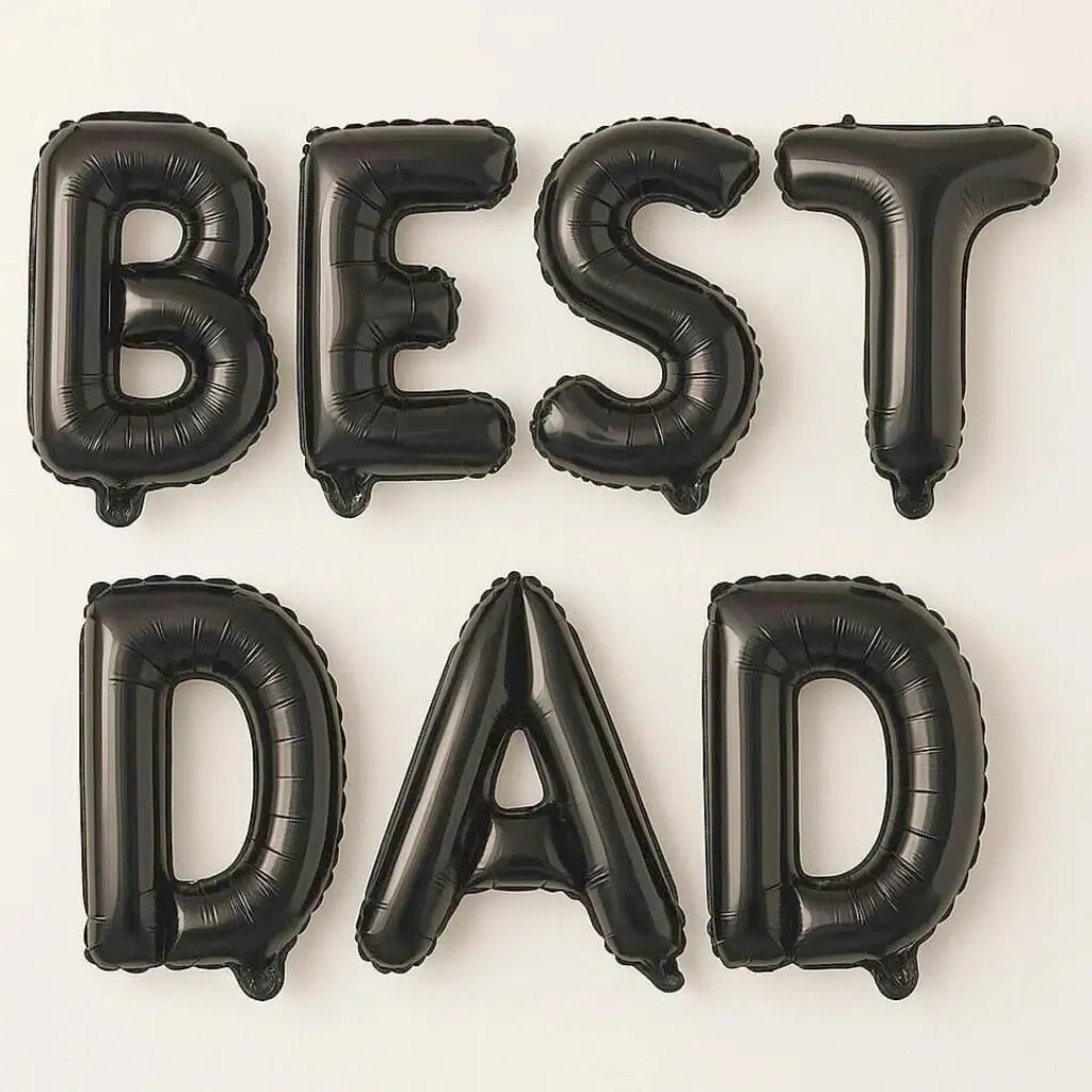 16-inch BEST DAD Foil Balloon Banner in gold, rose gold, black & silver