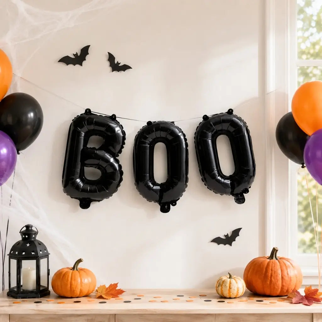 16-inch Black BOO Halloween Party Foil Balloons