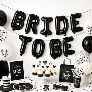 16-inch Black BRIDE TO BE Foil Balloon Banner