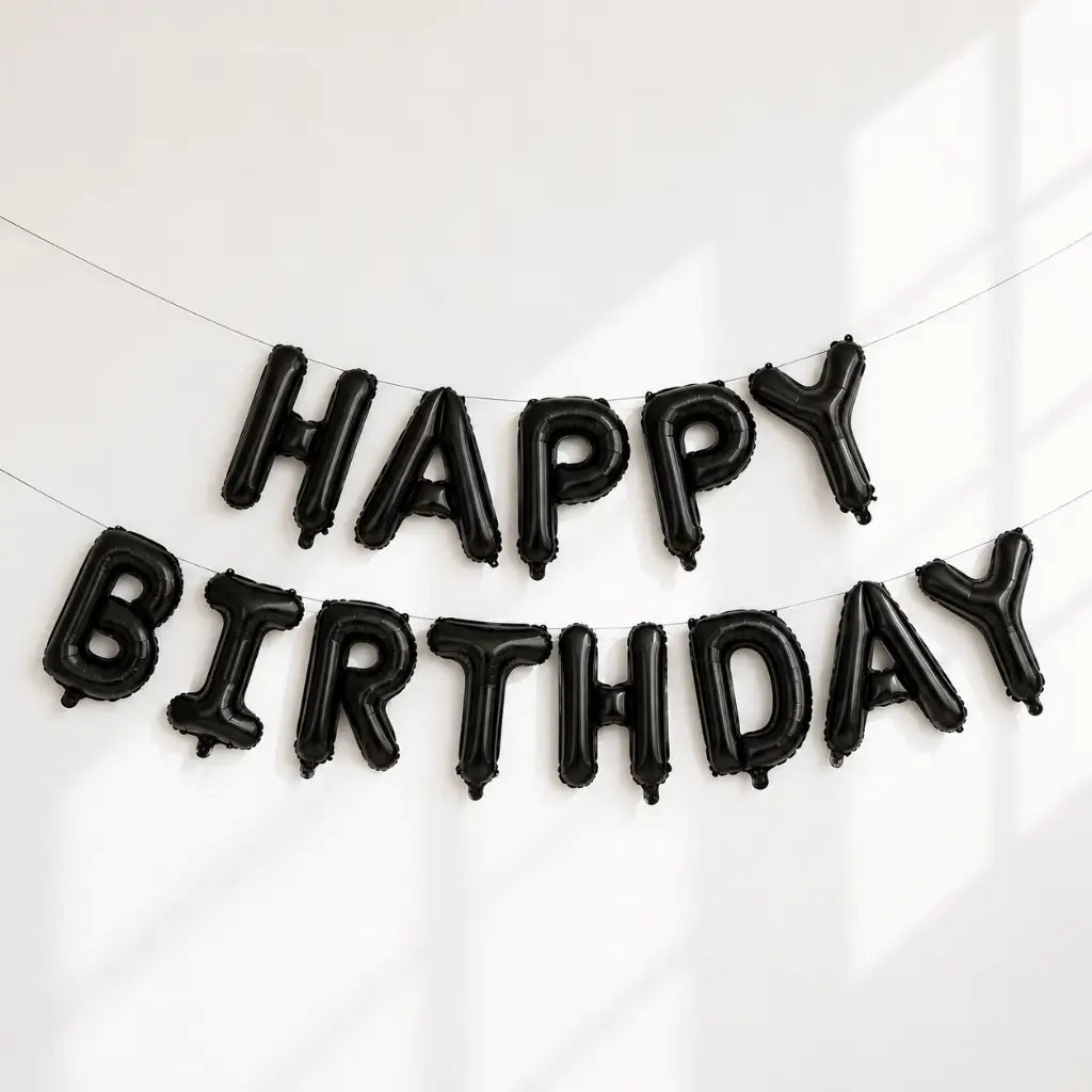 16-inch Black HAPPY BIRTHDAY Foil Balloon Banner