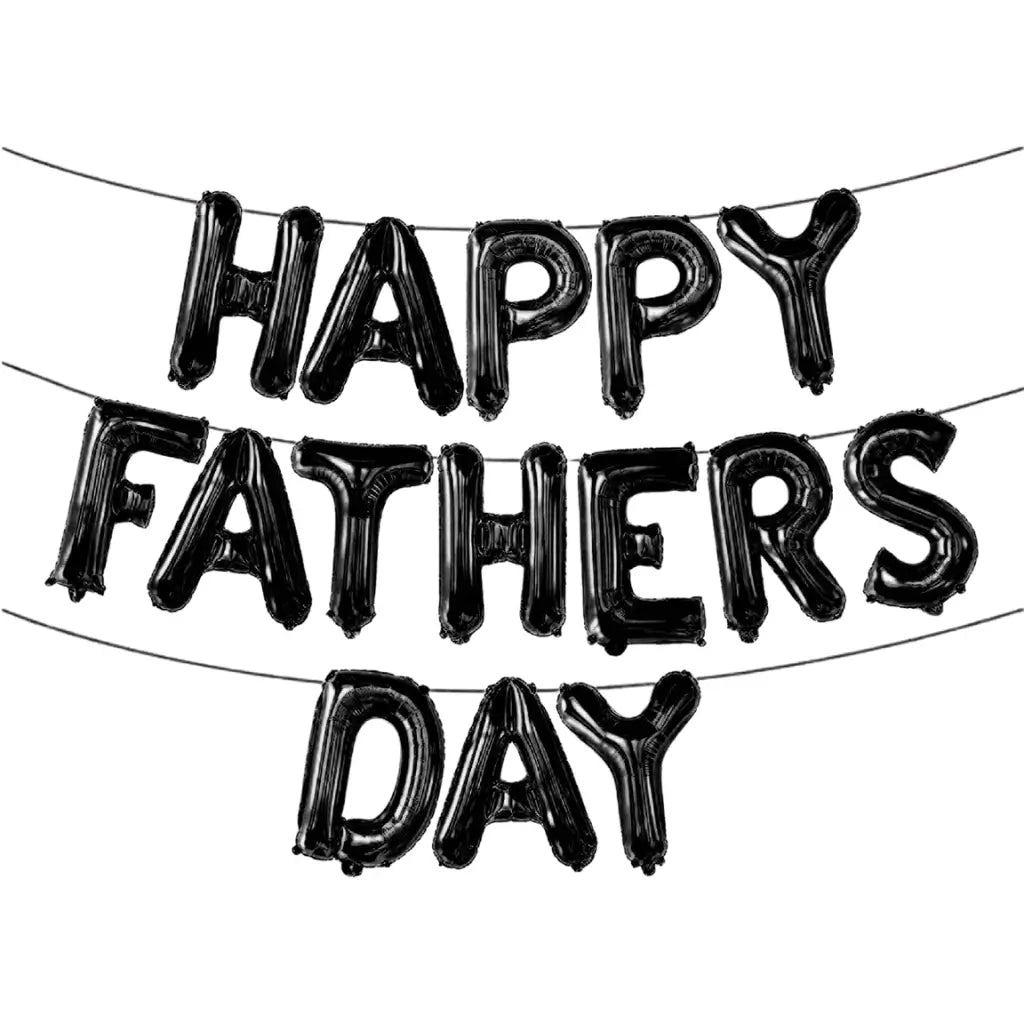 16-inch HAPPY FATHERS DAY Foil Balloon Banner in black, gold, silver & rose gold