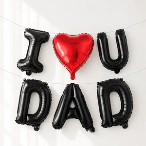 16in I Love U DAD Black Foil Balloon Banner