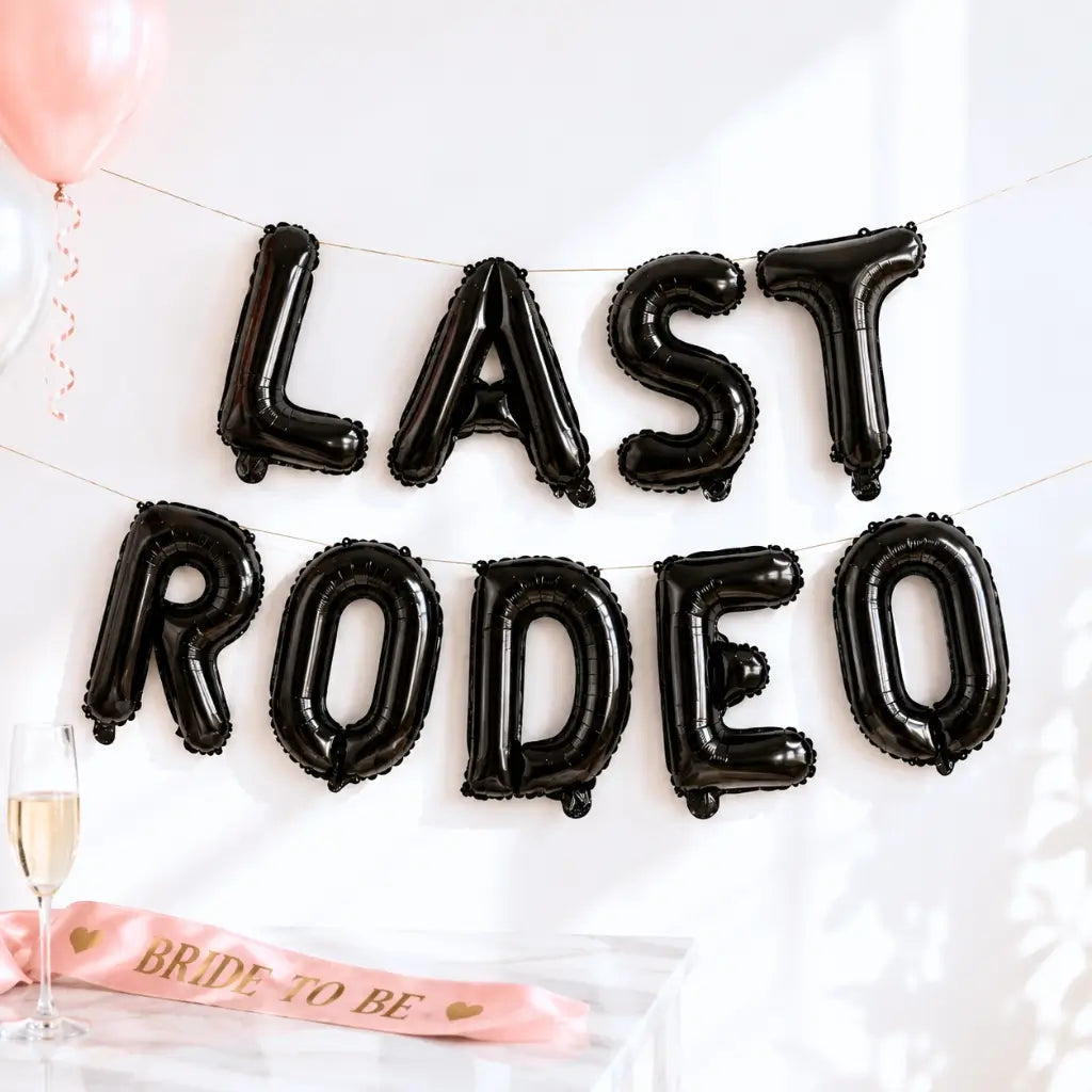 16-inch Black LAST RODEO Hen Party Foil Balloon Banner