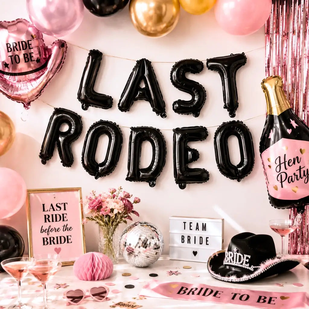 16-inch Black LAST RODEO Hen Party Foil Balloon Banner