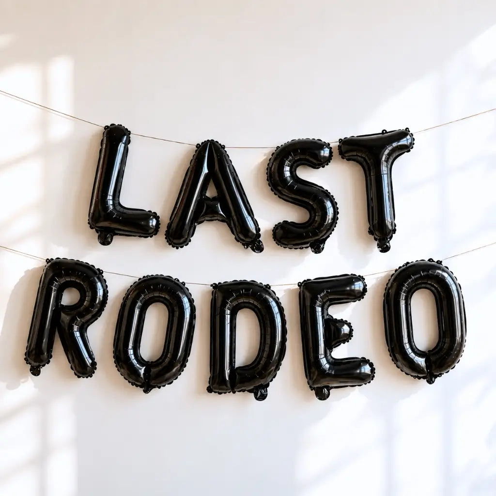 16-inch Black LAST RODEO Hen Party Foil Balloon Banner