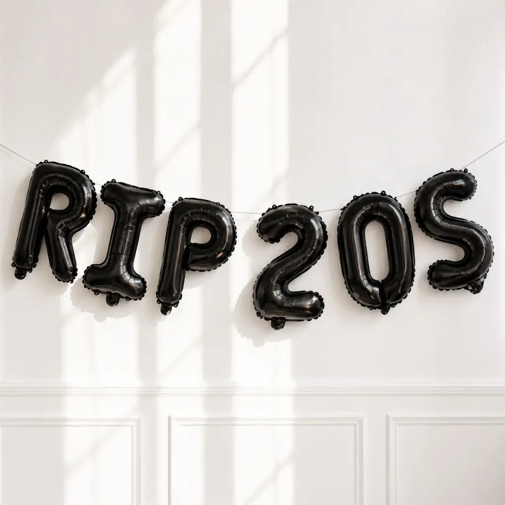16-inch Black RIP 20S Foil Letter Balloon Banner