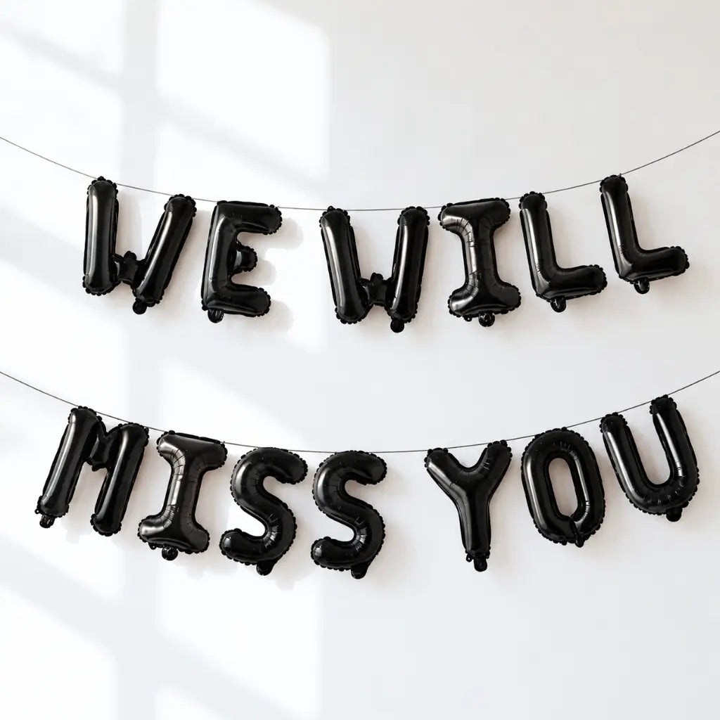 16in Black WE WILL MISS YOU Foil Balloon Banner
