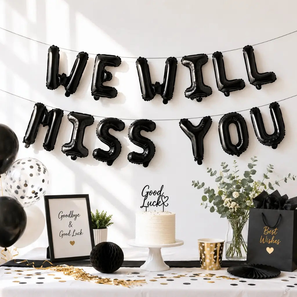 16in Black WE WILL MISS YOU Foil Balloon Banner