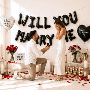 16in Black WILL YOU MARRY ME Foil Balloon Banner