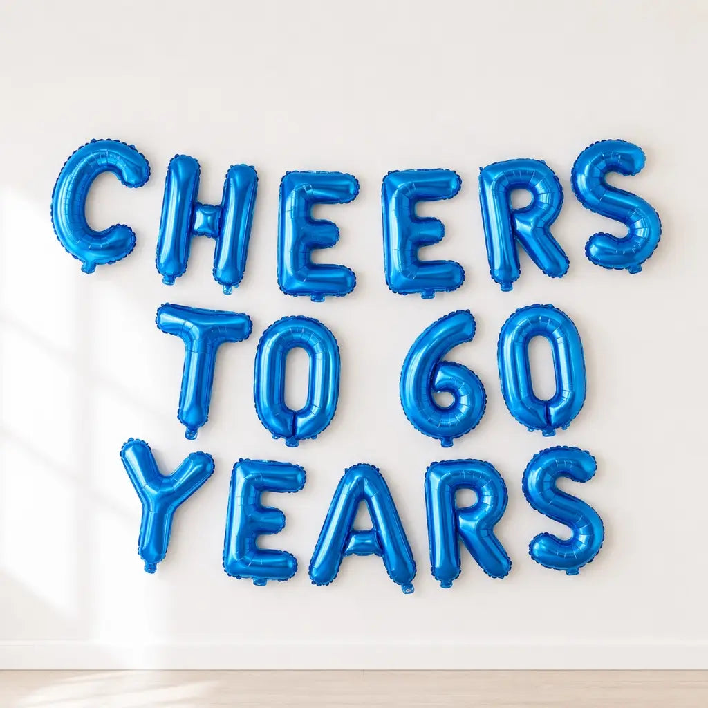 16-inch Blue CHEERS TO 60 YEARS Foil Balloon Banner